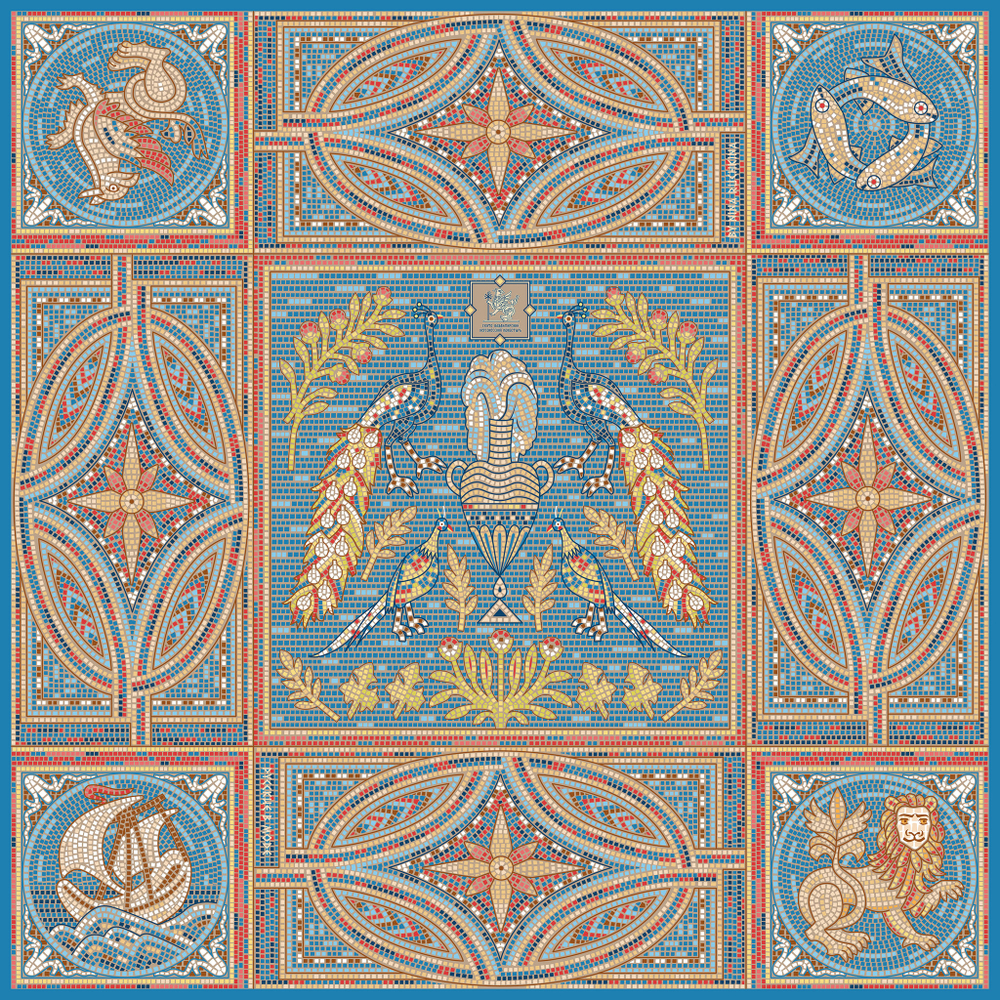 Платок «Мозаика Херсонеса» 100% шёлк