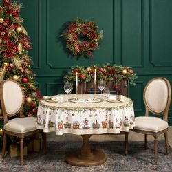 СКАТЕРТЬ ОВАЛЬНАЯ "ЩЕЛКУНЧИК" ,140Х180СМ ,БЕЖЕВЫЙ, 100% ХЛОПОК ,ТВИЛ