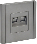 FORTE&PIANO Розетка компьютерная двойная RJ45 кат.5E FP533 сталь IEK
