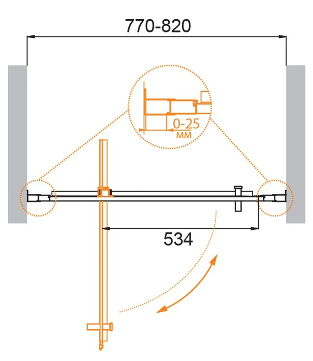 Дверь в проём Cezares MOLVENO-BA-1-80-C-CR-IV, 80х195, профиль хром, стекло прозрачное