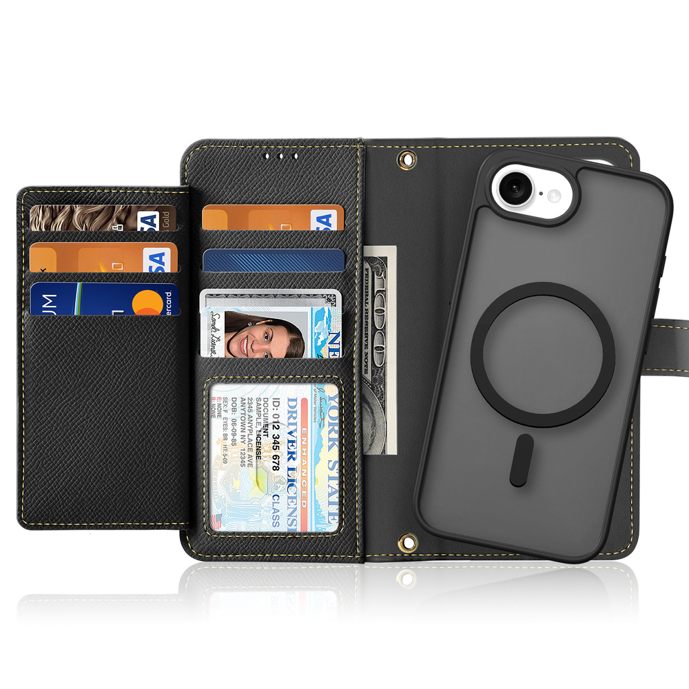 Чехол кошелек с MagSafe из TPU кожи от Dux Ducis для iPhone 16e, SE (с 2025-), серия Lawa Series Case