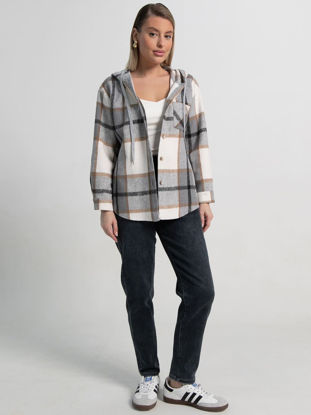 Рубашка теплая с капюшоном Олиссия (серая) Б15504-18М LT Collection