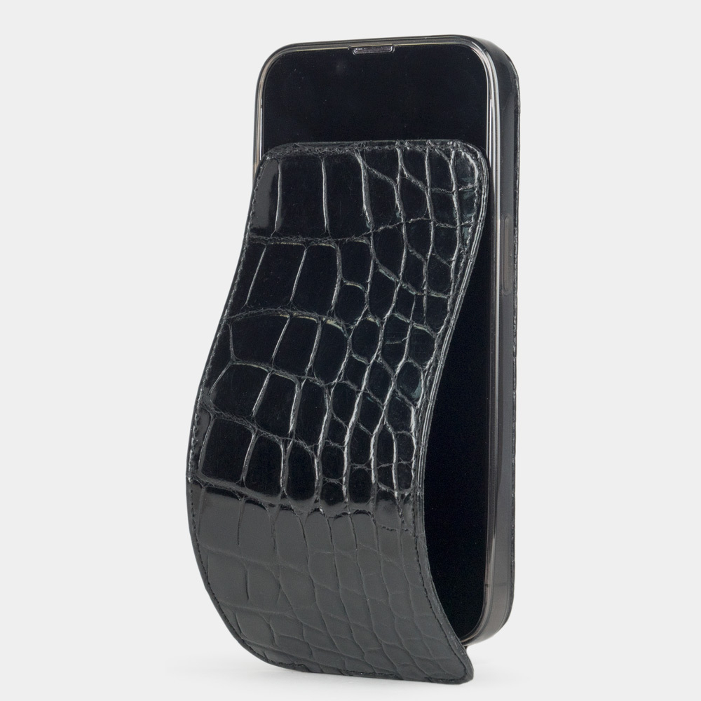 Чехол для iPhone 13 Pro из кожи аллигатора, цвета черный лак
