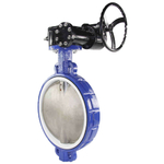 Water Butterfly Valve Elephant WCB-316L-PTFE, body material - carbon steel WCB, disk material - stainless steel AISI 316L, seal - PTFE, gear operated