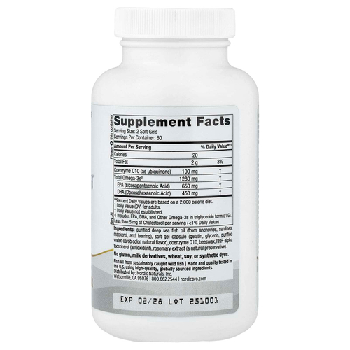 Nordic Naturals, ProOmega CoQ10, 1000 мг, 120 мягких таблеток