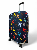 Чехол на чемодан 28", цвет чёрный/разноцветный, Самолетики