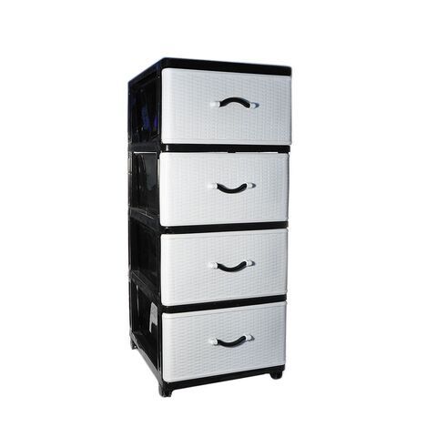 Комод 4 ящика, Дюна, 40х50х94 см, черно-бел, 04014, Dunya Plastik