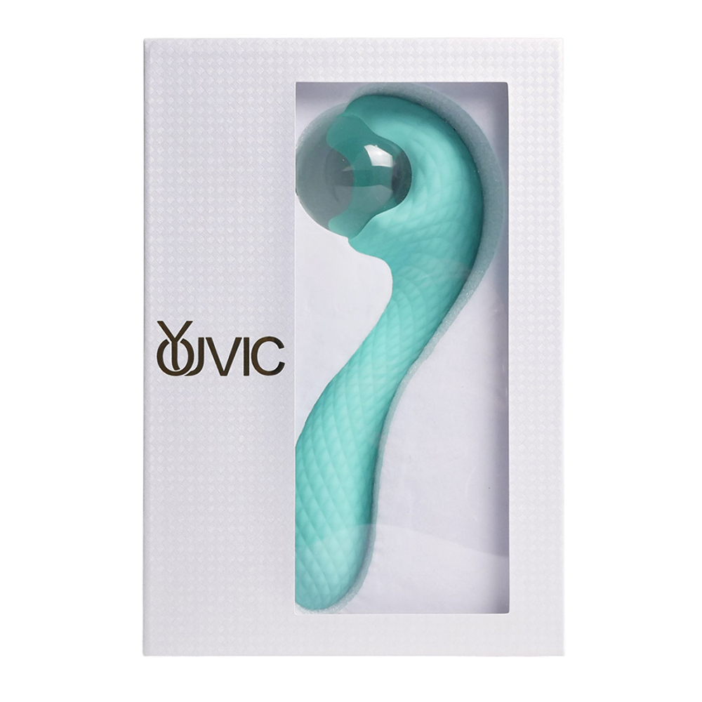 Бирюзовый вибромассажёр 18см с электростимуляцией Youvic DF1010 Blue