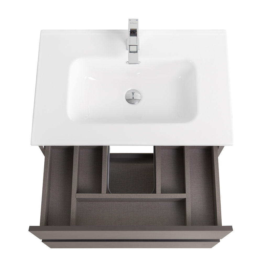 Тумба с раковиной подвесная BelBagno KRAFT-600-2C-SO-GSO Темно-Серый матовый, раковина белая BB600ETL