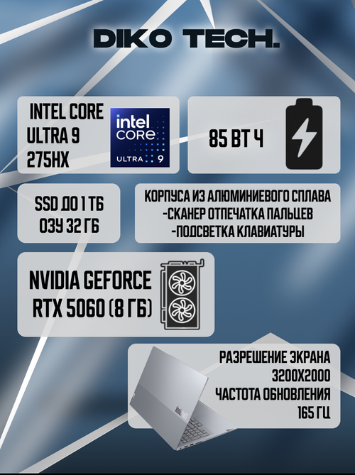 Ноутбук Lenovo ThinkBook 16p 2025 / Ultra 9 275HX / RTX 5060 / 32 ГБ / 1 ТБ / 3.2K / Серый