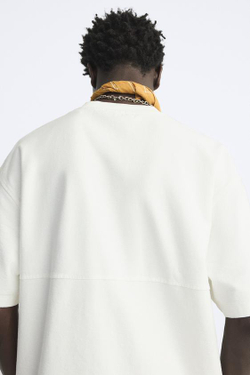ZARA ФУТБОЛКА ИЗ ТРИКОТАЖА HEAVY WEIGHT С ДЕКОРАТИВНЫМИ ШВАМИ, ЭКРЮ