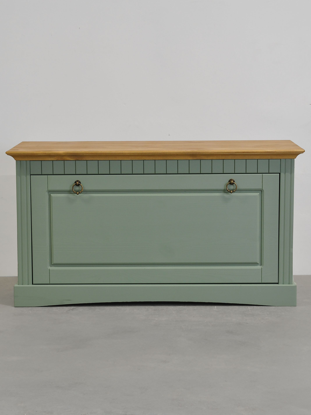 Скамья в прихожую Неаполь 93х50х39 см из массива сосны, деревянная обувница, эвкалипт антик