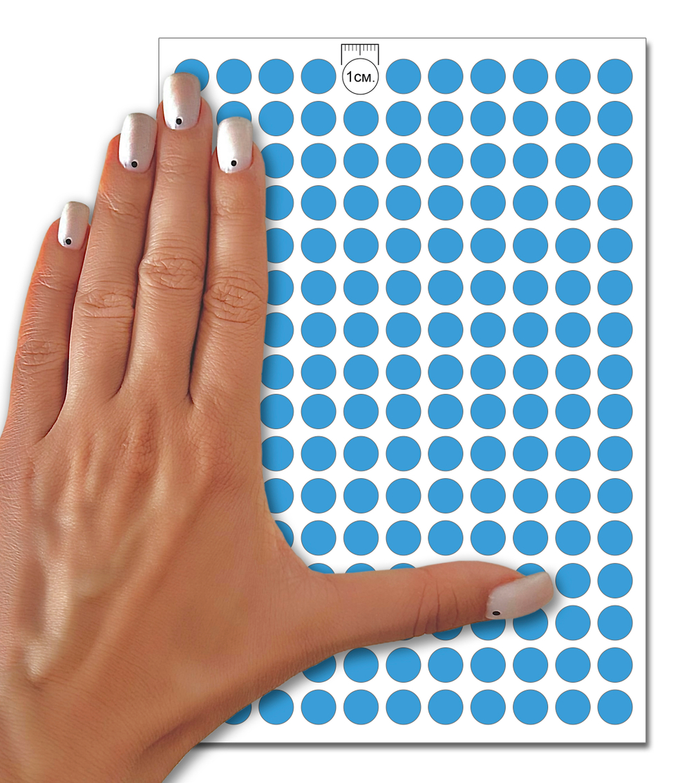 Голубые виниловые наклейки для маркировки Policomprint М10, 10 мм, 352 шт.