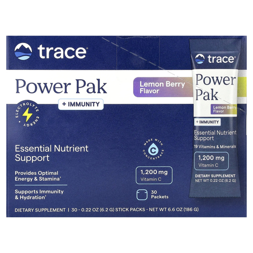 Trace, PowerPak + Immunity, лимон и ягоды, 30 пакетиков по 5,3 г (0,19 унции)