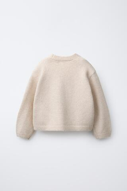 ZARA ВЯЗАНЫЙ КАРДИГАН С БАНТАМИ, ЭКРЮ