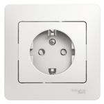 Schneider Electric Glossa Белый Розетка с заземляющими контактами со шторками, в сборе с рамкой IP20 скрытая установка GSL000144