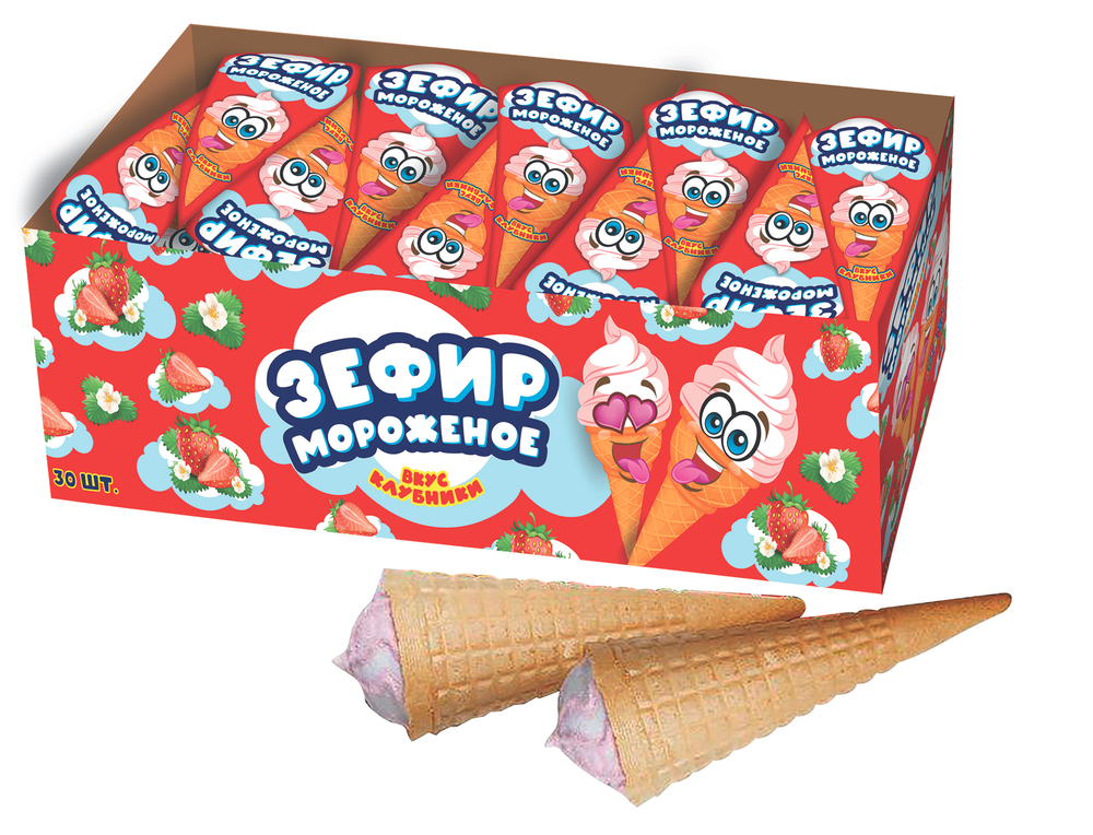 Жевательный зефир Зефирная косичка®  (Мороженое), 12*30*12г.