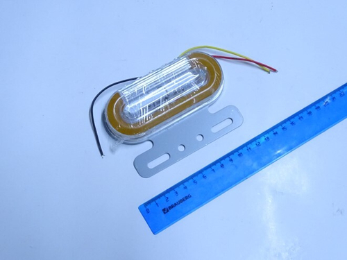 Фонарь габарит. бок. /Г-3302/ с подс. колеса и бегущим сигналом  поворот. желт. светод. 12 В (Автоэлектроконтакт)