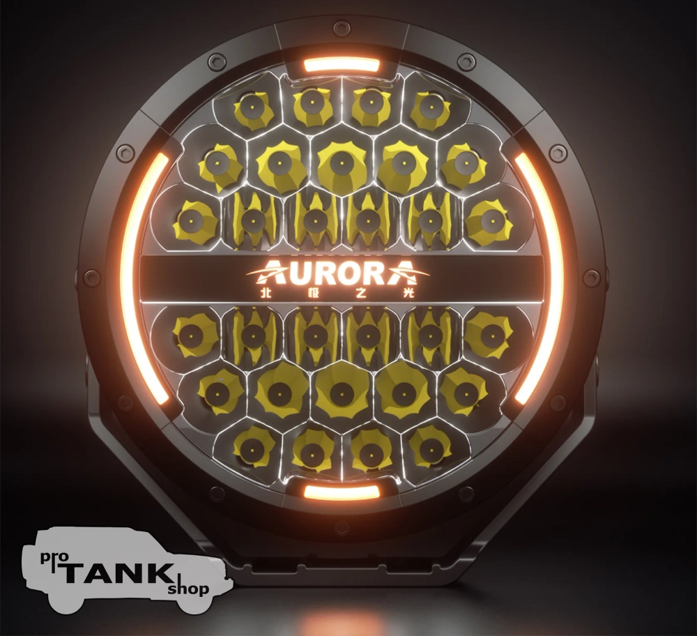 Фара AURORA ALO-P-R-7-C34D1-AW 7" 120W c подсветкой корпуса (ДХО) Янтарный + Белый 1 шт.