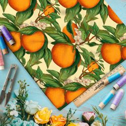 Ткань премиум дюспо оранжевые плоды в цветах