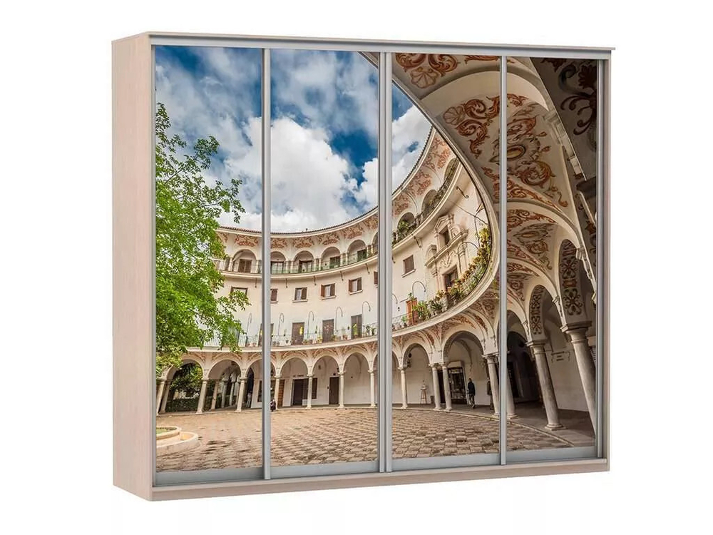 Шкаф купе Модерн 2362х600 4-х дверный 3-х секционный фотопечать №2 ясень