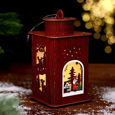 Новый год. Декор с подсветкой «Фонарь», 9 × 9 × 16 см