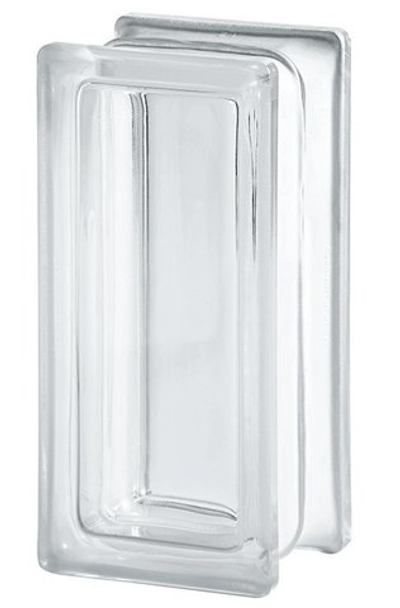 Стеклоблок половинка бесцветный гладкий Vitrablok 19х9х8см.