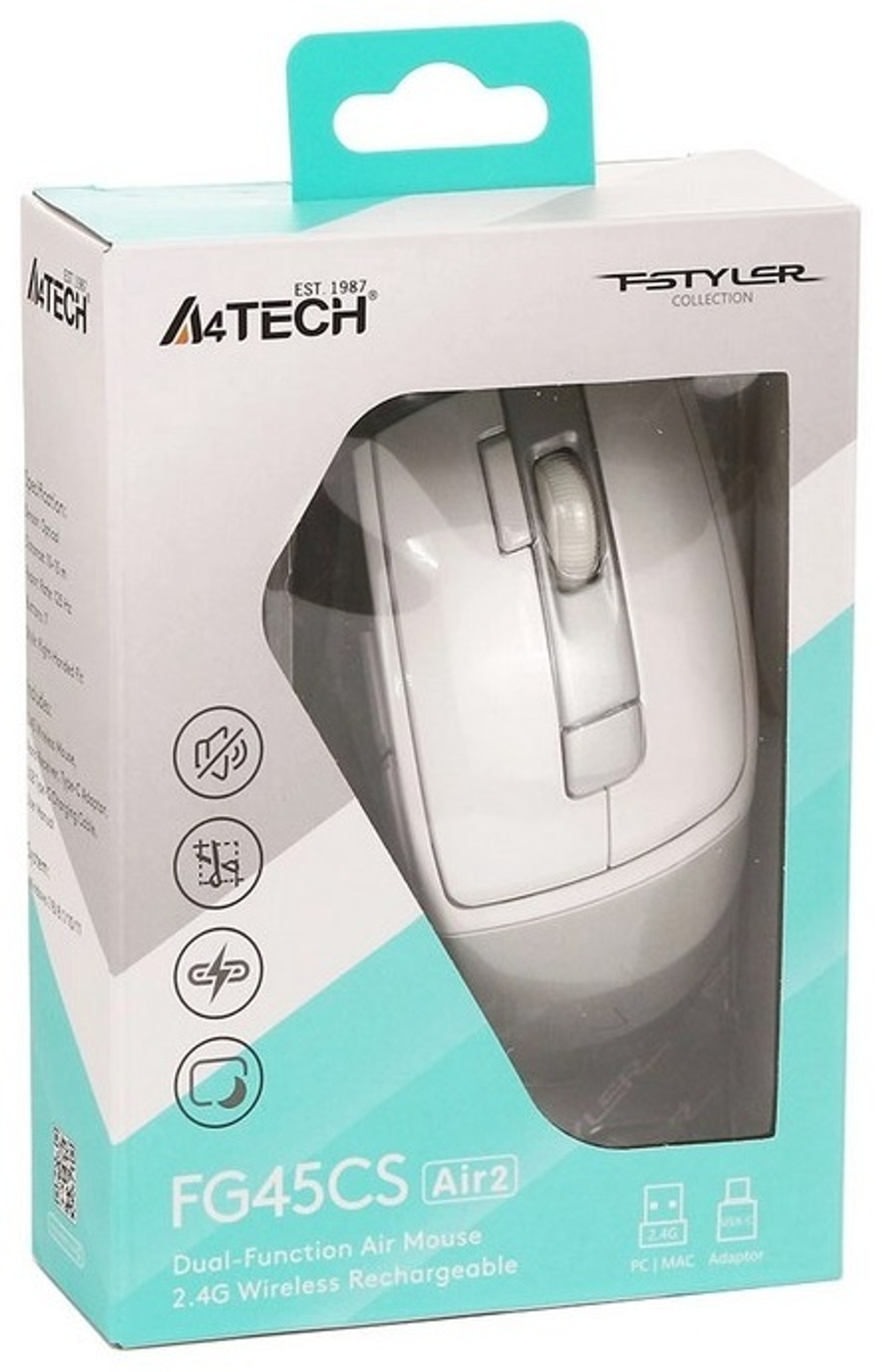 Мышь A4Tech FG45CS Air2 серебристый