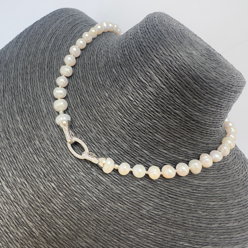 Колье чокер «Перламутровая орбита» — речной жемчуг 7–8 мм