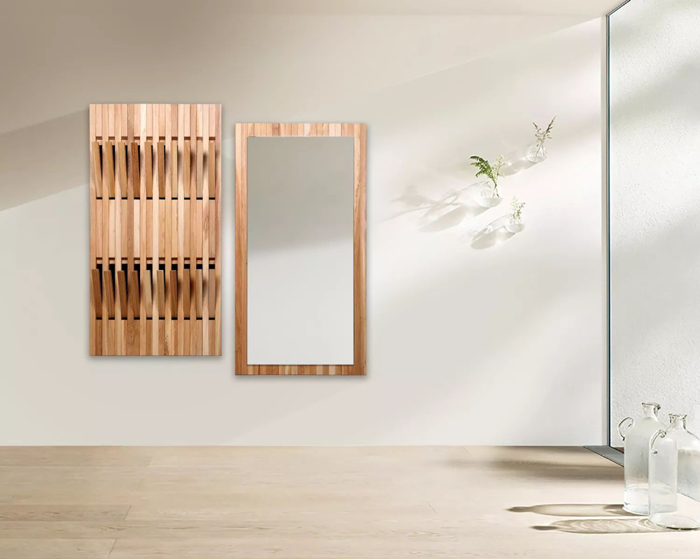 Вешалка для одежды настенная Пиафорте 1195х630 мм / вешалка деревянная из массива дикого дуба в прихожую, белая