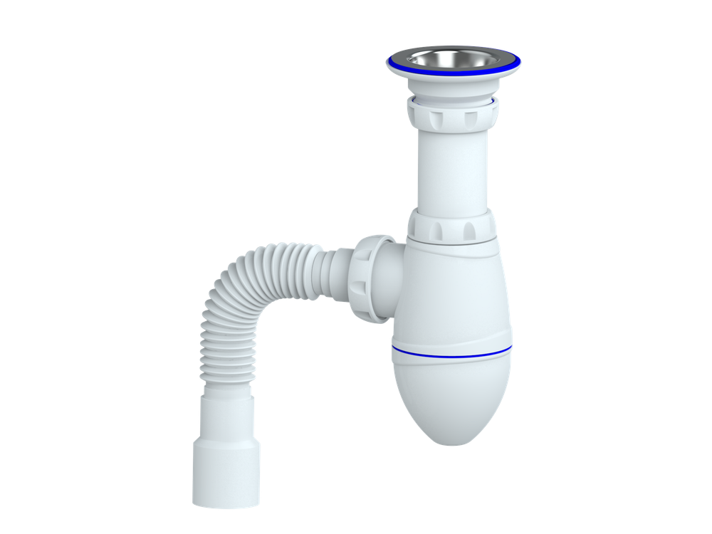 M220 Сифон для тюльпана, умывальника прикручивающийся выпуск 1 1/4" (Ø 32) винт 6х85 нержавеющая