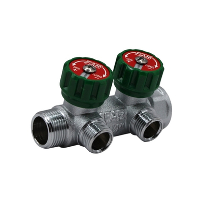 Коллектор регулирующий FAR 3/4" (ВР-НР) с 2 отв. 1/2"EU с вставкой под плоское уплотнение