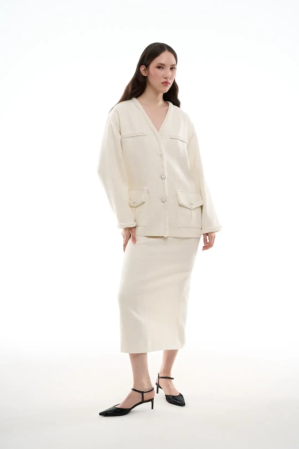 Белый жакет-тулуп