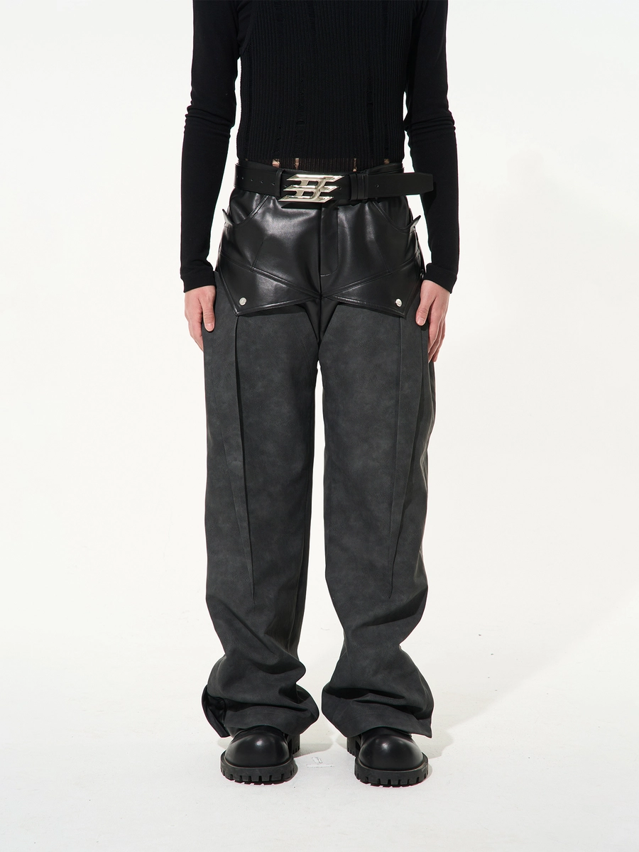 Брюки BLIND "Two-Layered" Deconstructed Leather Pants