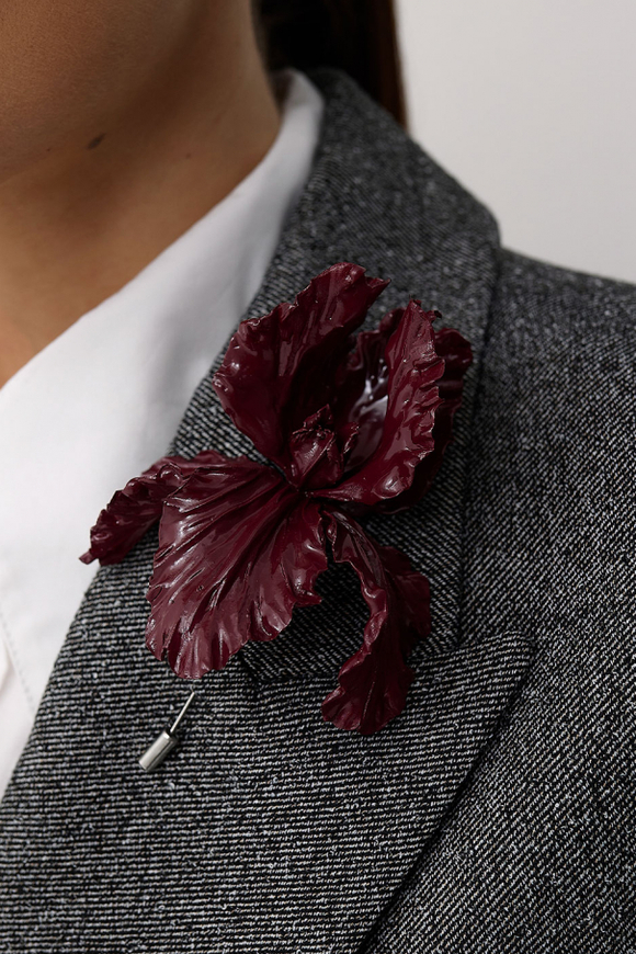 Брошь Ирис, бордо