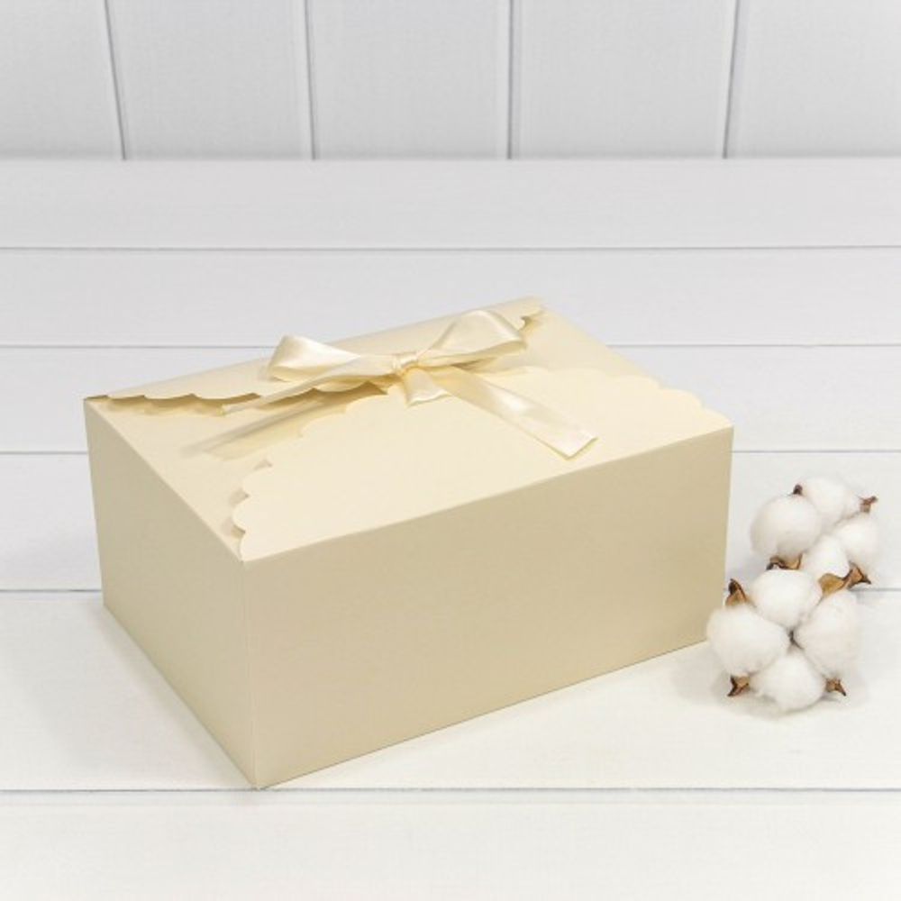 Коробка сборная 22х16х10 см с атласной лентой (Бежевый)