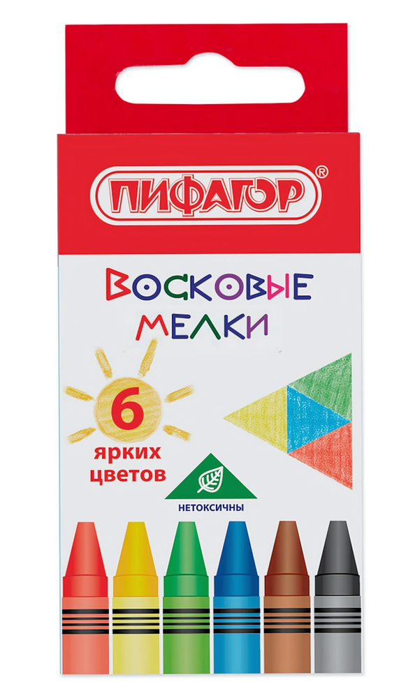 Мелки восковые 6цв. "Солнышко" (Пифагор) Мелки восковые 6цв. "Солнышко" (Пифагор)
