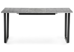 Стол деревянный Woodville Лота Лофт 120(160)х75 черный матовый, бетон светлый, ножки черные