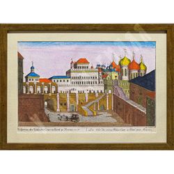 Царские палаты в Кремле. Москва. Гравюра, раскраска акварель. С оригинала 1/1 XVI века. 1790-е
