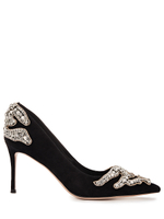 Женские замшевые туфли черные с аппликацией