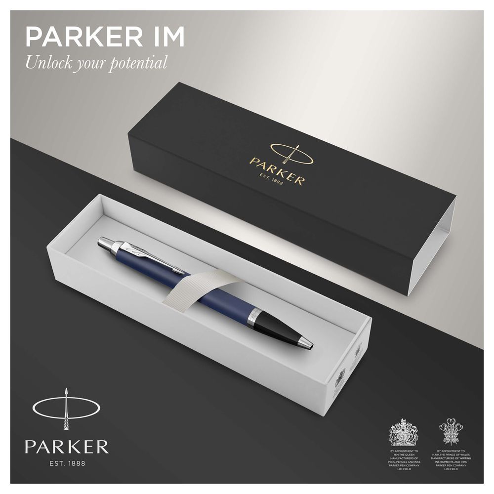 Ручка шариковая Parker "IM Matte Blue CT" синяя, 1,0мм, кнопочн., подарочная упаковка