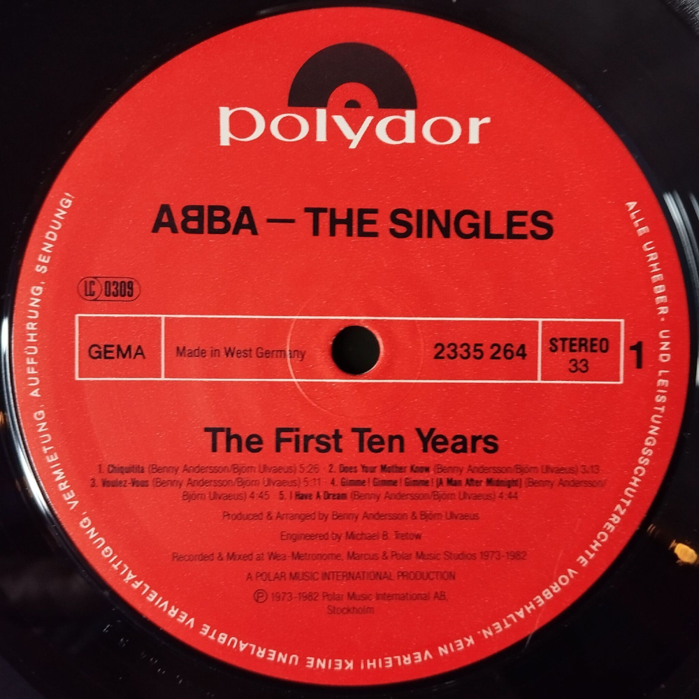 Винтажная виниловая пластинка LP АББА ABBA The Singles (The First Ten Years) (Germany 1982) Dancing Queen