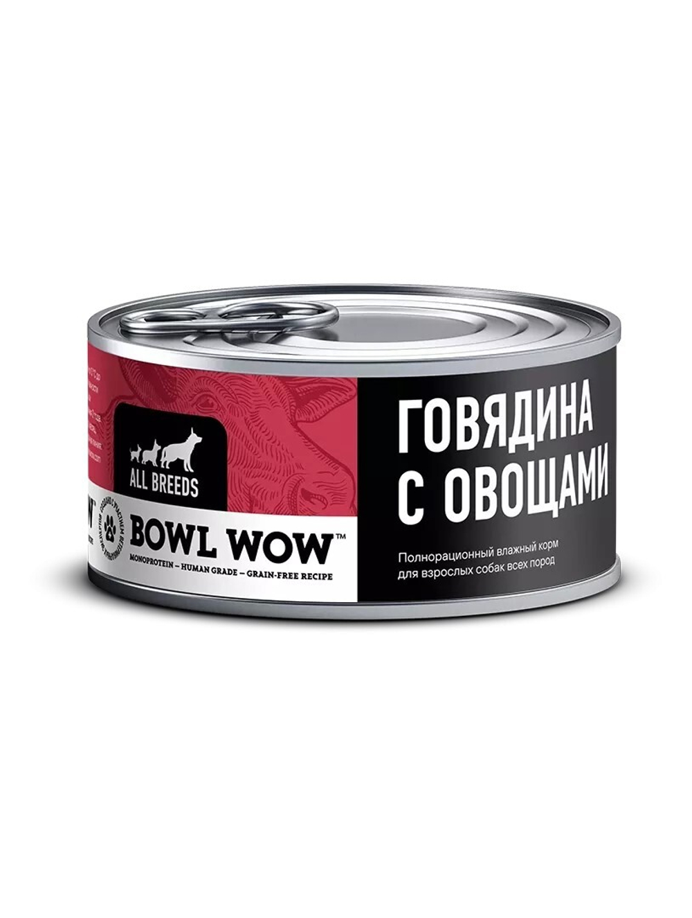 BOWL WOW консервированный корм для собак с говядиной и овощами, 100 г