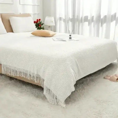 Плед 130*170 см «ELIZE» вязанный, цвет белый