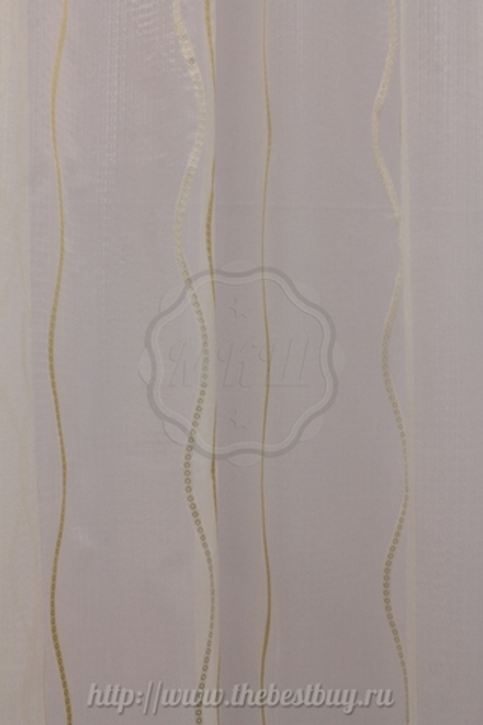 Тюль  с рисунком: Клерис (S213-1) - (300х280)х2 см. - бежево-золотистый