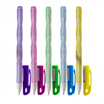 Ручка шариковая Alingar, 0,7 мм, синяя, игольчатый наконечник, грип, фактурный прозрачный пластиковый корпус с блестками, карт. уп.