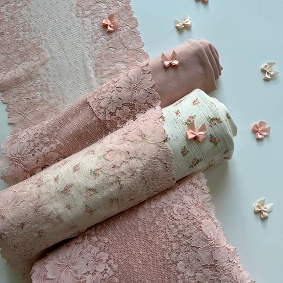 Кружево эластичное персик 22 см, Китай