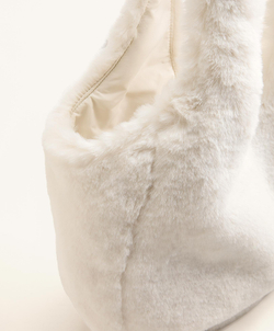 Oysho Сумка-шоппер из искусственного меха, экрю