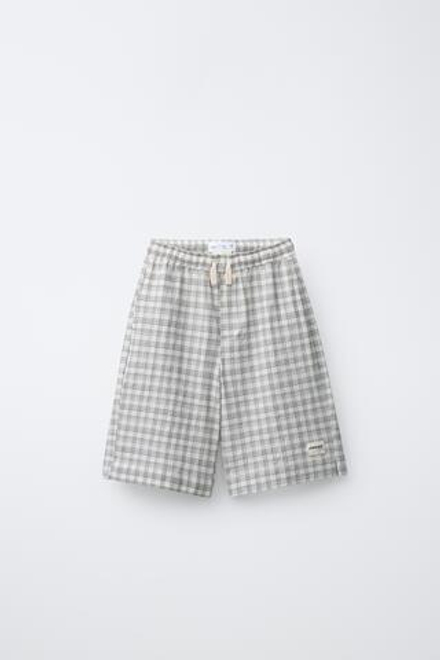 ZARA X PUKAS ШОРТЫ PUKAS SURF В КЛЕТКУ, ЭКРЮ/БЕЖЕВЫЙ