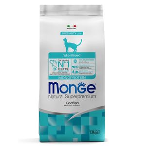 Сухой корм Monge Cat Speciality Line Monoprotein Sterilised для стерилизованных кошек, из трески